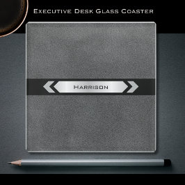 Modern Sleek Gray Executive Desk ガラスコースター