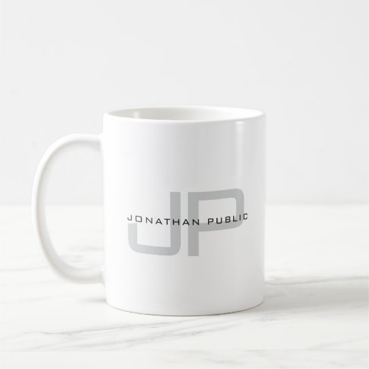 Modern Sleek Template Custom Name Monogrammed コーヒーマグカップ (左)