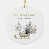 Modern Sleigh Photo Keepsake Christmas セラミックオーナメント (正面)