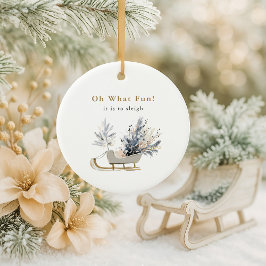 Modern Sleigh Photo Keepsake Christmas セラミックオーナメント