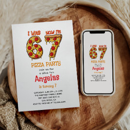 Modern Slice Slice Boy Six Seven Birthday Party 招待状