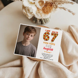 Modern Slice Slice Boy Six Seven Birthday Party 招待状