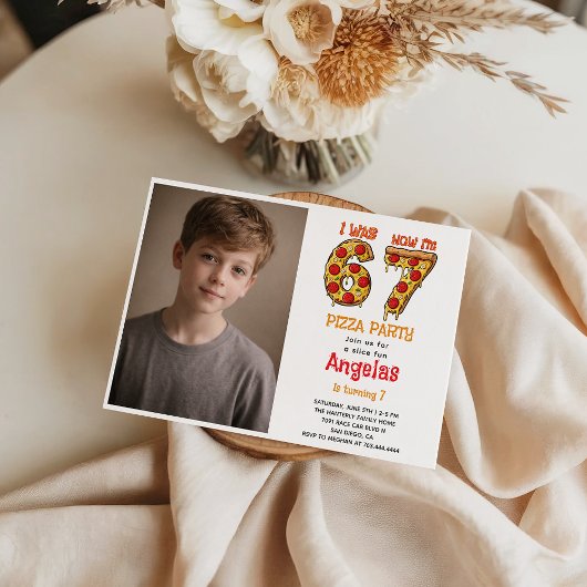 Modern Slice Slice Boy Six Seven Birthday Party 招待状