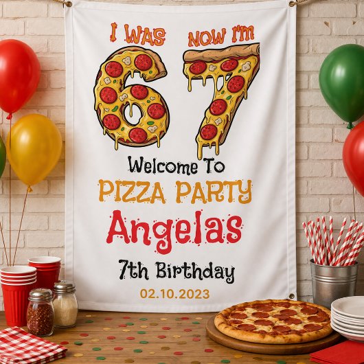 Modern Slice Slice Boy Six Seven Birthday Party 横断幕
