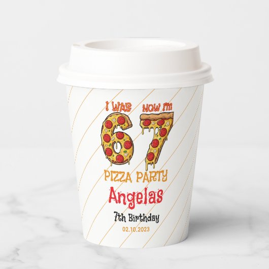 Modern Slice Slice Boy Six Seven Birthday Party 紙コップ (裏面)