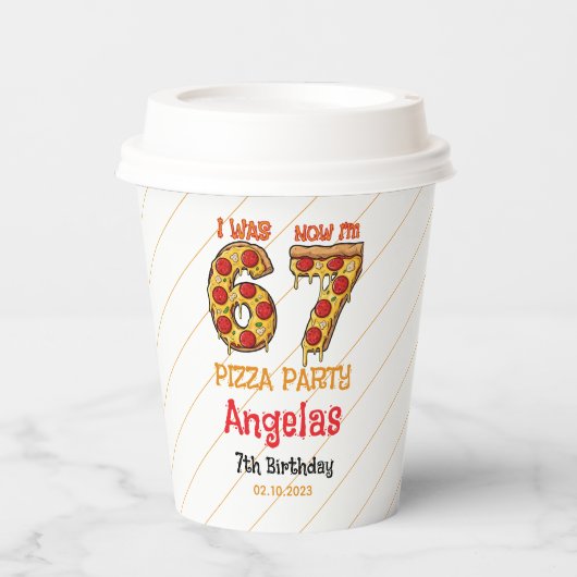 Modern Slice Slice Boy Six Seven Birthday Party 紙コップ (正面)