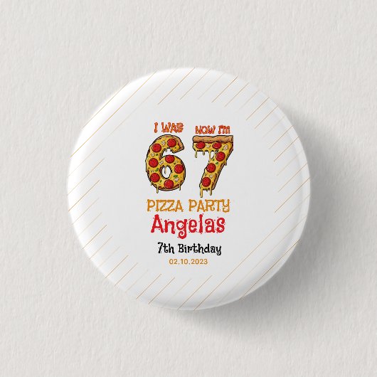 Modern Slice Slice Boy Six Seven Birthday Party 缶バッジ (正面)