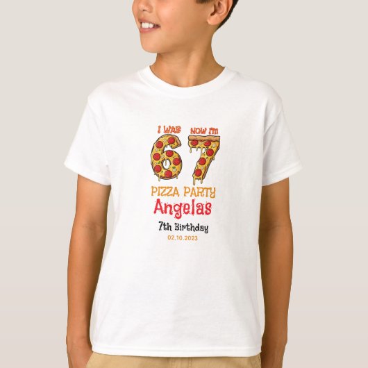 Modern Slice Slice Boy Six Seven Birthday Party Tシャツ (正面)