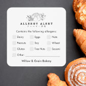 Modern Small Bakery Allergy Alert スクエアシール