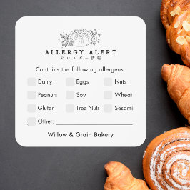 Modern Small Bakery Allergy Alert スクエアシール