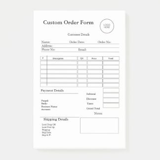Modern Small Business custom order Sales Receipt ポストイット
