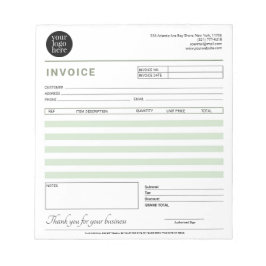 Modern Small Business Invoice Sales Receipt Green ノートパッド