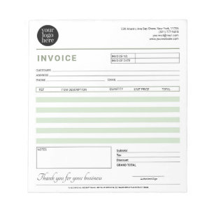 Modern Small Business Invoice Sales Receipt Green ノートパッド