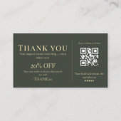Modern Small Business Thank You Discount QR Card 名刺 (裏面)