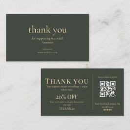 Modern Small Business Thank You Discount QR Card  名刺