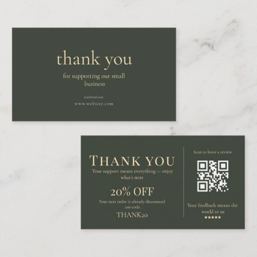 Modern Small Business Thank You Discount QR Card 名刺 (正面/裏面)