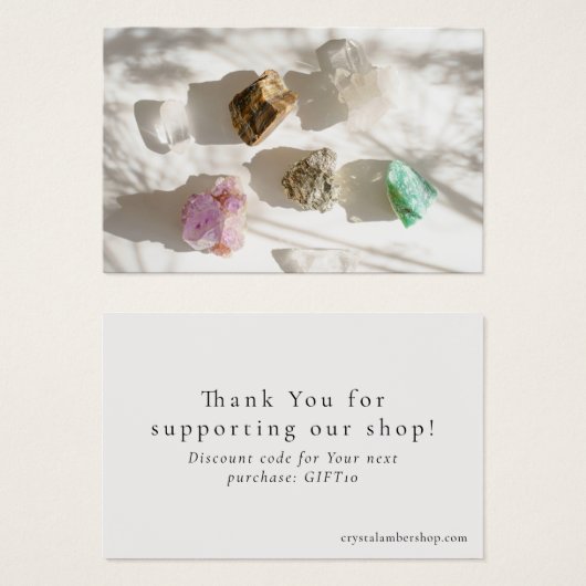 Modern small crystal shop thank you, discount card (正面&裏面)