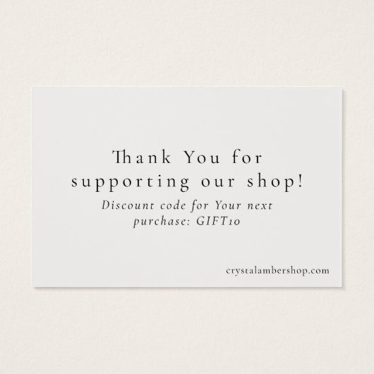 Modern small crystal shop thank you, discount card (裏面)