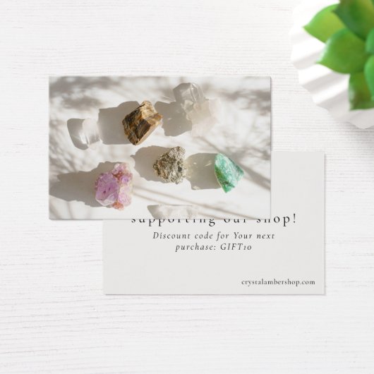 Modern small crystal shop thank you, discount card (デスク)