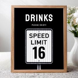 Modern snacks sign 16th Birthday Speed Limit  ポスター