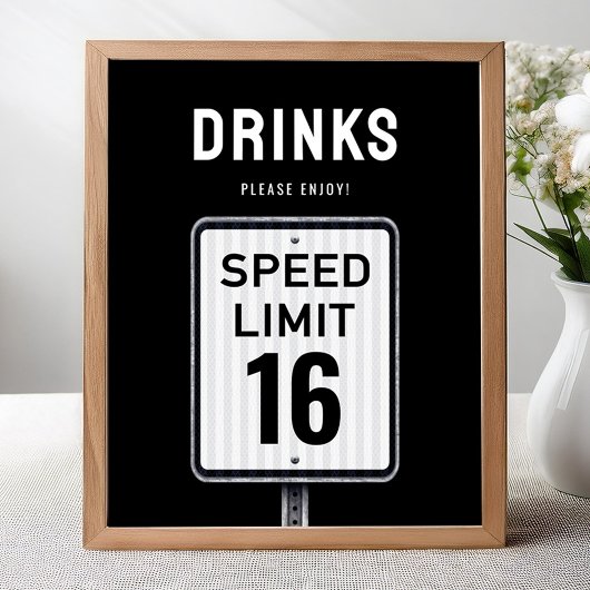 Modern snacks sign 16th Birthday Speed Limit  ポスター