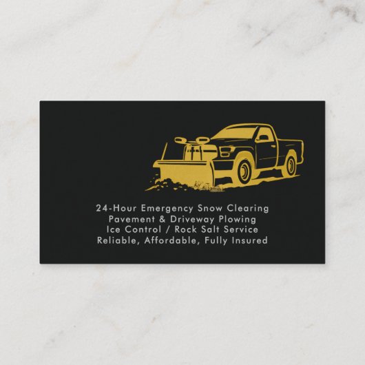 Modern Snow Plowing Removal Black Gold 名刺 (裏面)