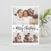 Modern Snowflake 3 Photo Collage Christmas Holiday シーズンカード (スタンド正面)