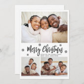 Modern Snowflake 3 Photo Collage Christmas Holiday シーズンカード (正面/裏面)