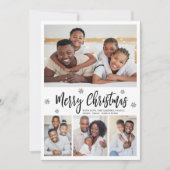 Modern Snowflake 4 Photo Collage Christmas シーズンカード (正面)