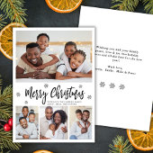 Modern Snowflake 4 Photo Collage Christmas シーズンカード