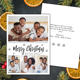 Modern Snowflake 4 Photo Collage Christmas シーズンカード