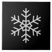 Modern Snowflake Accent Solid Black Tile Art タイル (正面)