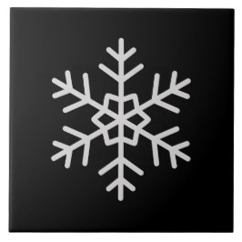 Modern Snowflake Accent Solid Black Tile Art タイル