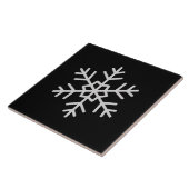Modern Snowflake Accent Solid Black Tile Art タイル (側面)
