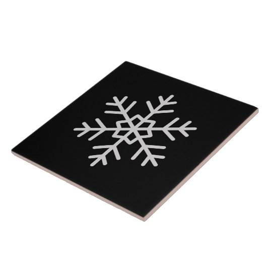 Modern Snowflake Accent Solid Black Tile Art タイル (側面)