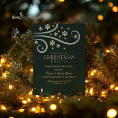 Modern Snowflake Foil Green Christmas Invitation 箔招待状