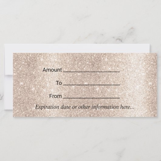 Modern Snowflake Gold Glitter Gift Certificate (裏面)
