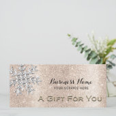 Modern Snowflake Gold Glitter Gift Certificate (スタンド正面)