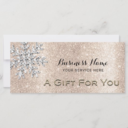Modern Snowflake Gold Glitter Gift Certificate (正面)