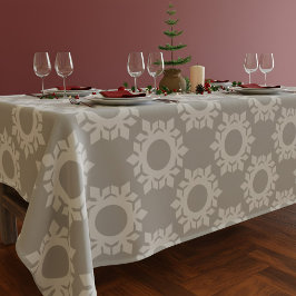 Modern Snowflake Gray Christmas Holiday Tablecloth テーブルクロス