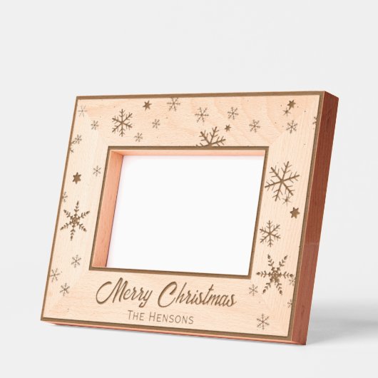 Modern Snowflake Pattern Merry Christmas レーザー彫刻フレーム (左)