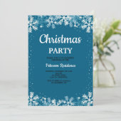 Modern snowflake pine navy winter Christmas party  招待状 (スタンド正面)