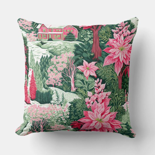 Modern Snowflake Winter Pillow – Neutral クッション (正面)