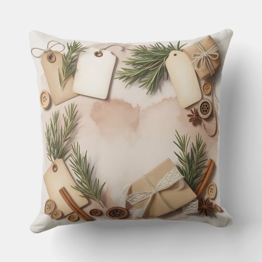 Modern Snowflake Winter Pillow – Neutral クッション (裏面)