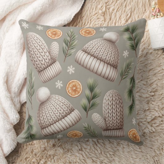 Modern Snowflake Winter Pillow – Neutral クッション (ブランケット)