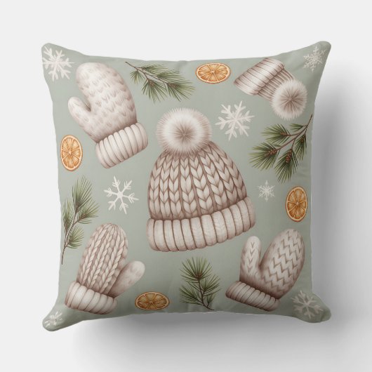 Modern Snowflake Winter Pillow – Neutral クッション (裏面)