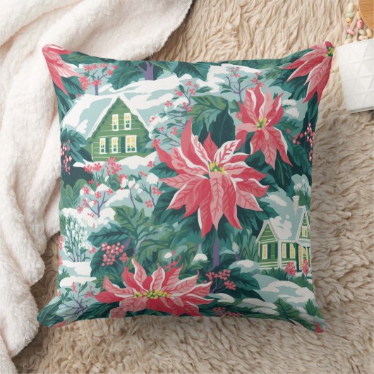 Modern Snowflake Winter Pillow – Neutral クッション (ブランケット)