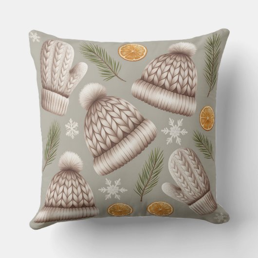 Modern Snowflake Winter Pillow – Neutral クッション (裏面)