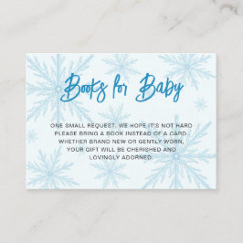 Modern Snowflakes Boy Baby Shower Book Request エンクロージャーカード