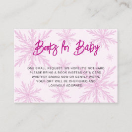 Modern Snowflakes Girl Baby Shower Book Request エンクロージャーカード